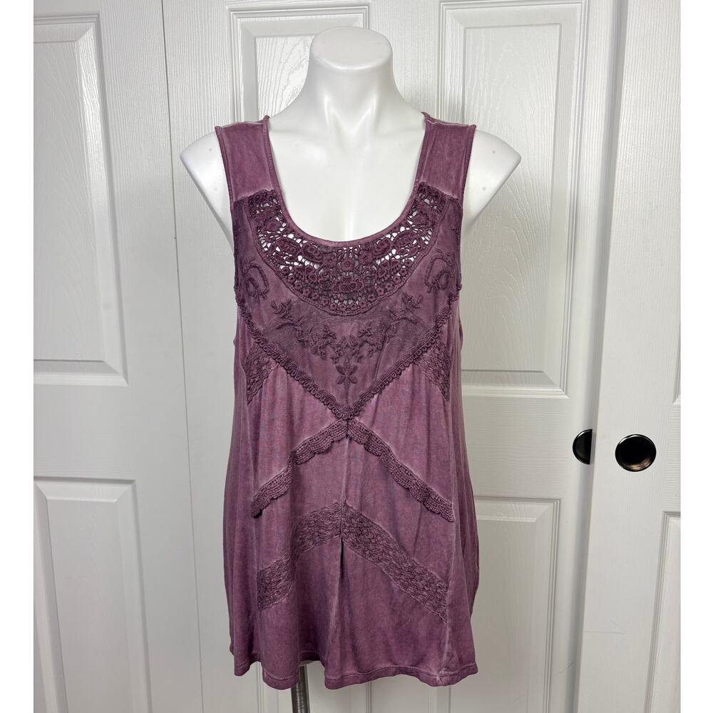 Knox Rose Purple Boho Lace Chrochet Tank Top Size M